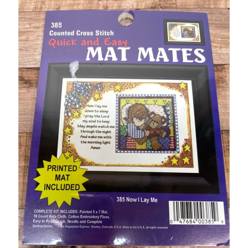 Quick And Easy Counted Cross Stitch Now I Lay Me Bedtime Prayer Mat Mates Kit 5x